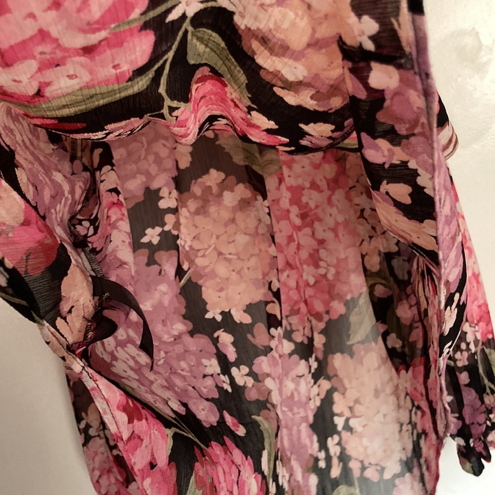 🟧🟧 H&M Women’s Sheer Floral Tie Back Top (size L) - Picture 7 of 9